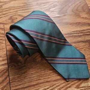 Bert Pulitzer Mens Tie Silk USA Retro Stripe Old Money Business Teal Maroon Blue